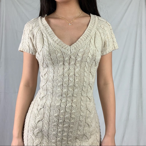 so medium beige cream knit sweater dress - Picture 5 of 14